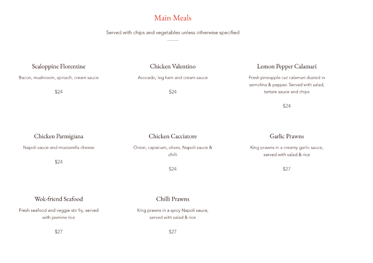 Menu, House of Salad