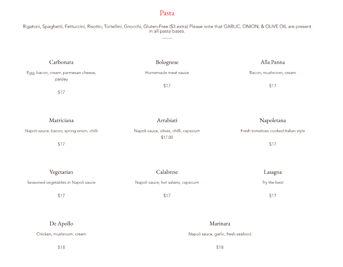 Menu, House of Salad