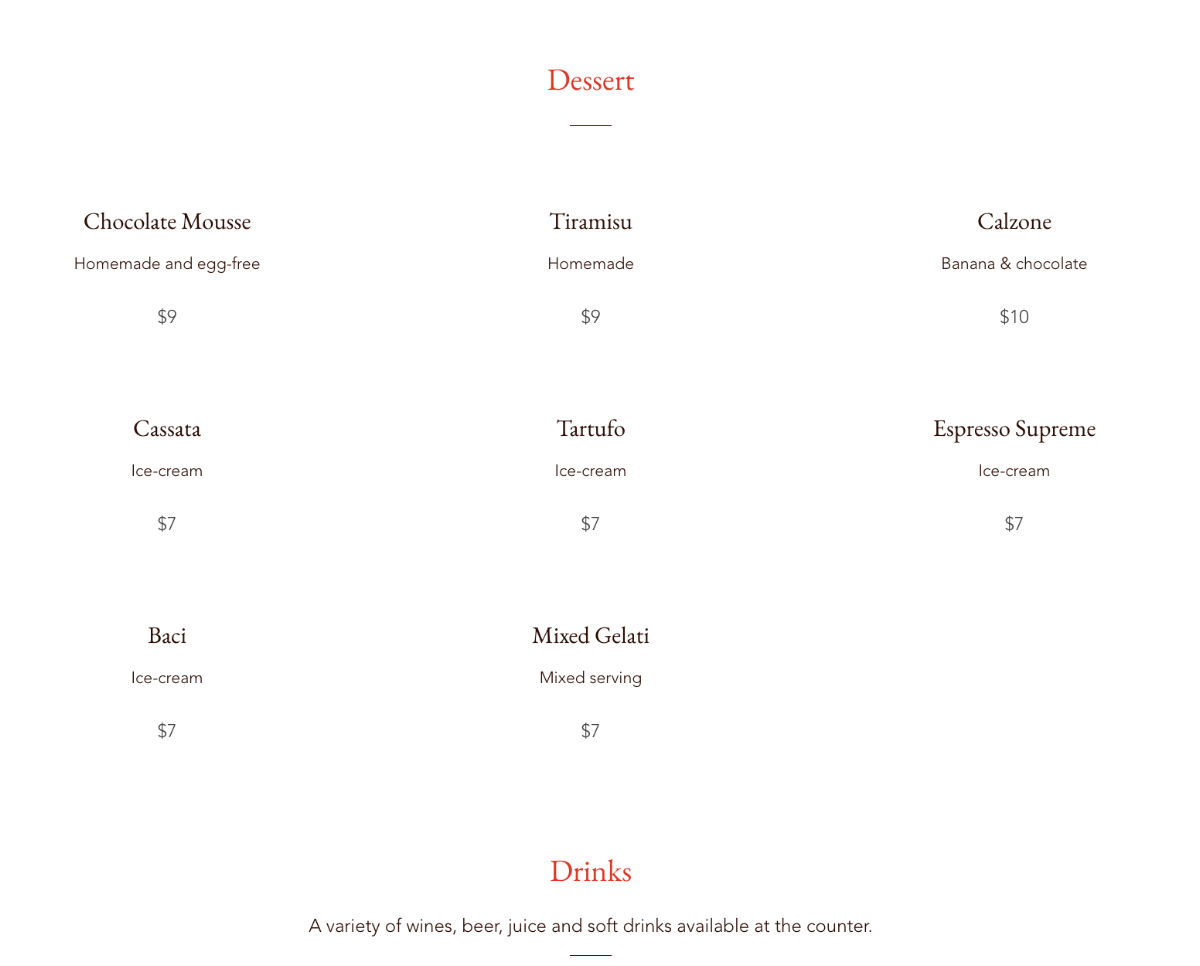 Menu, House of Salad