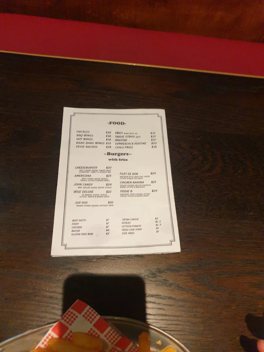 Menu, The Beaver Dining Parlour