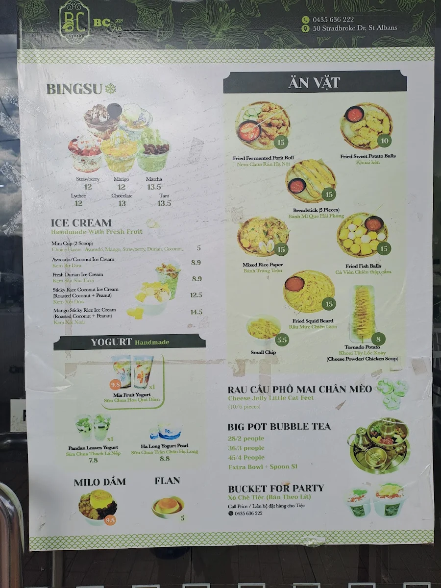 Menu, BC Che