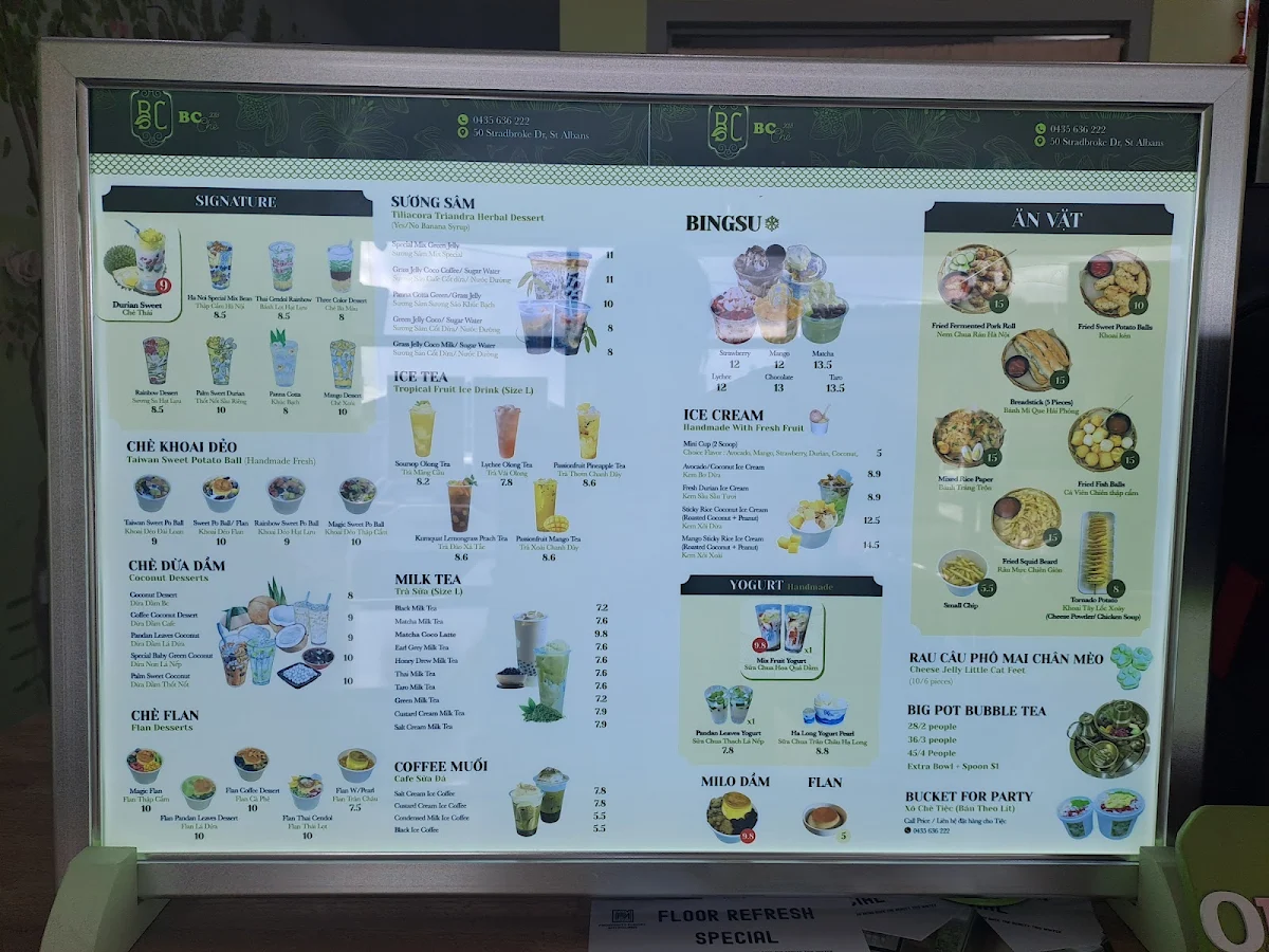 Menu, BC Che