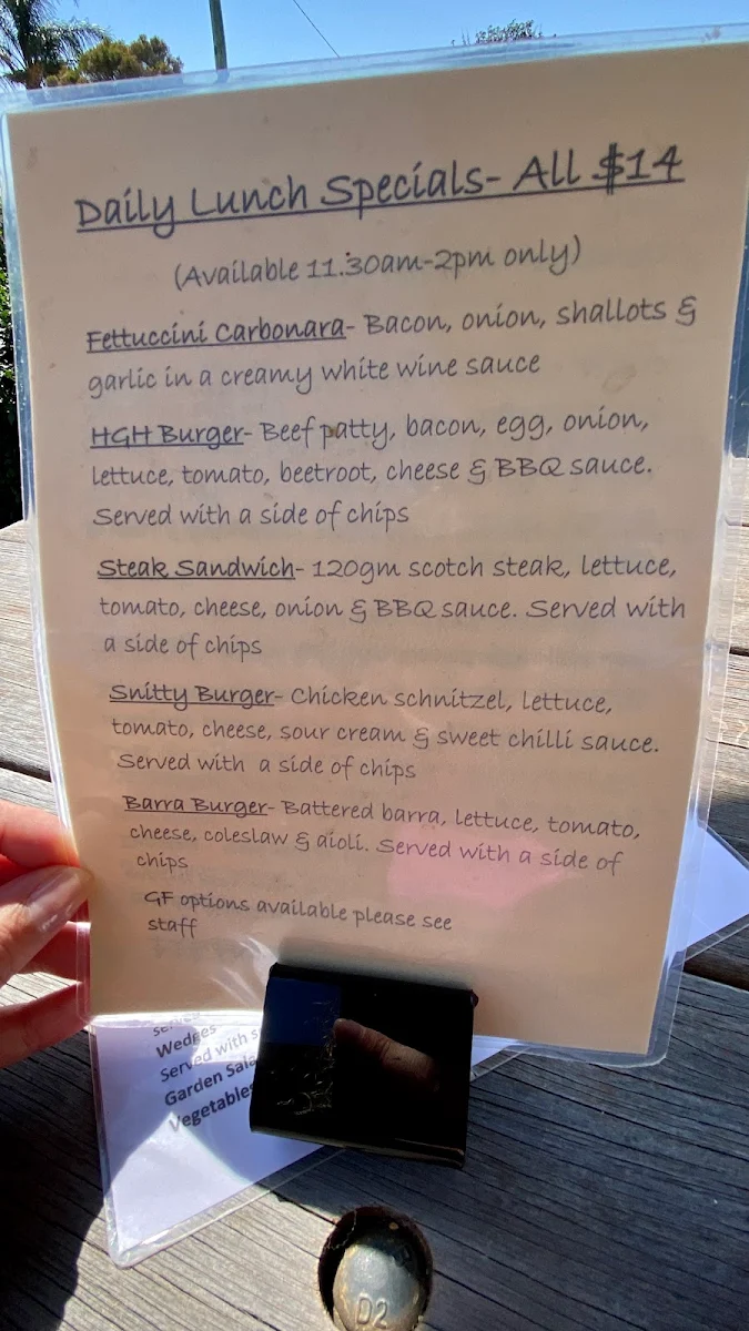 Menu, Heddon Greta Hotel