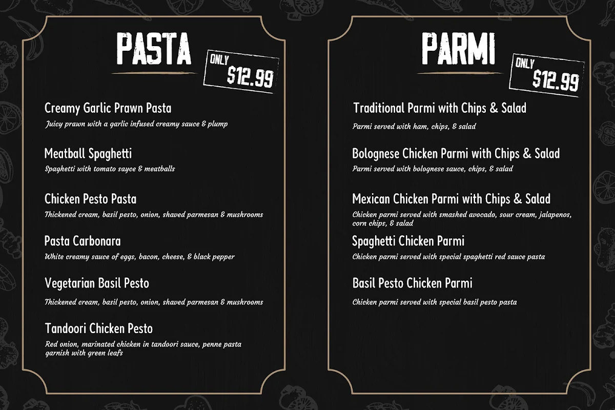 Menu, Cafe 5911 Goulburn