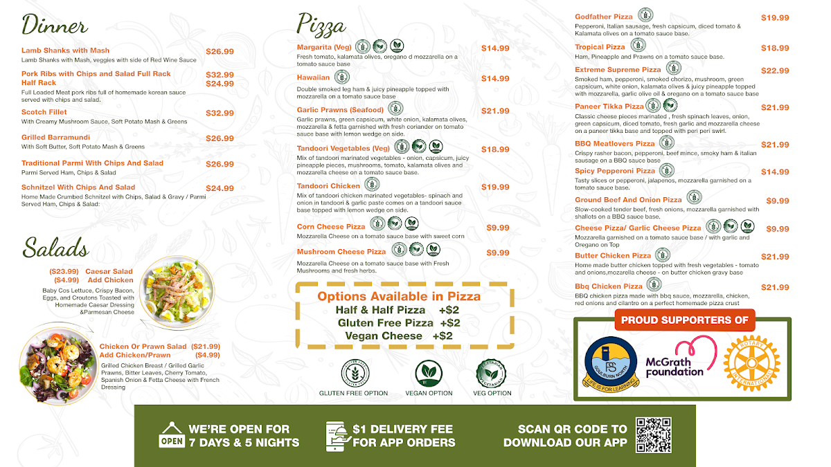 Menu, Cafe 5911 Goulburn