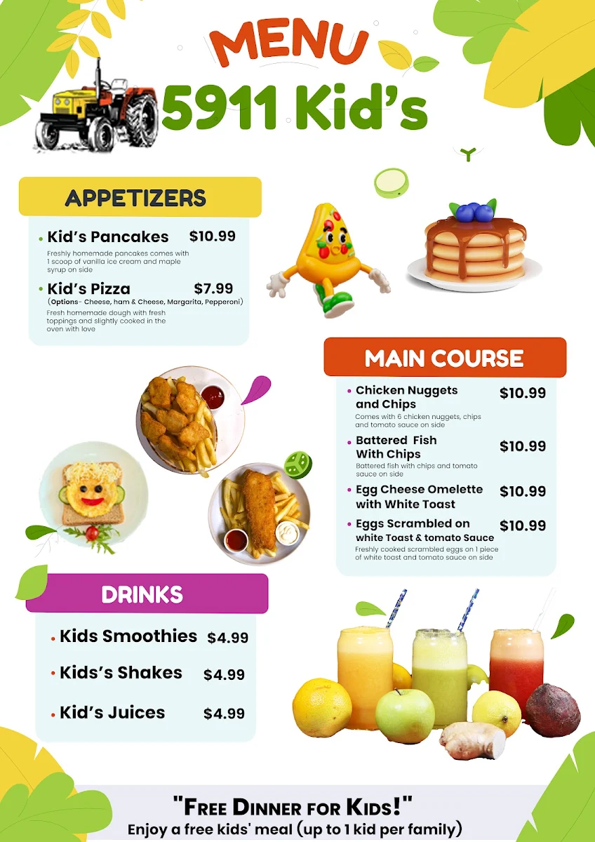 Menu, Cafe 5911 Goulburn