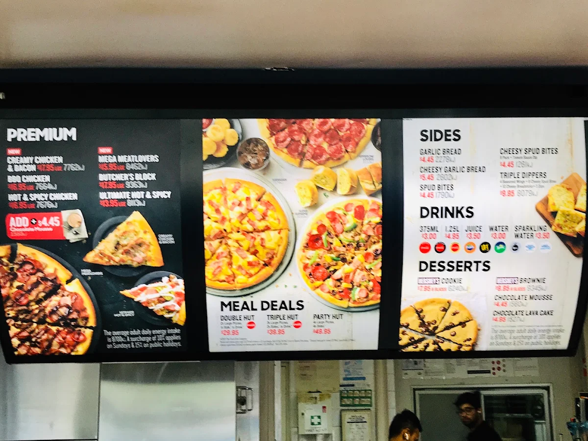 Menu, Pizza Hut Hornsby