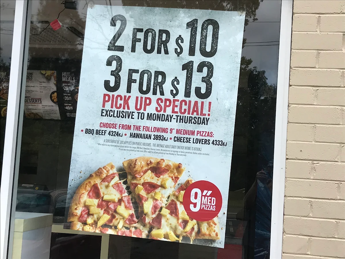 Menu, Pizza Hut Hornsby