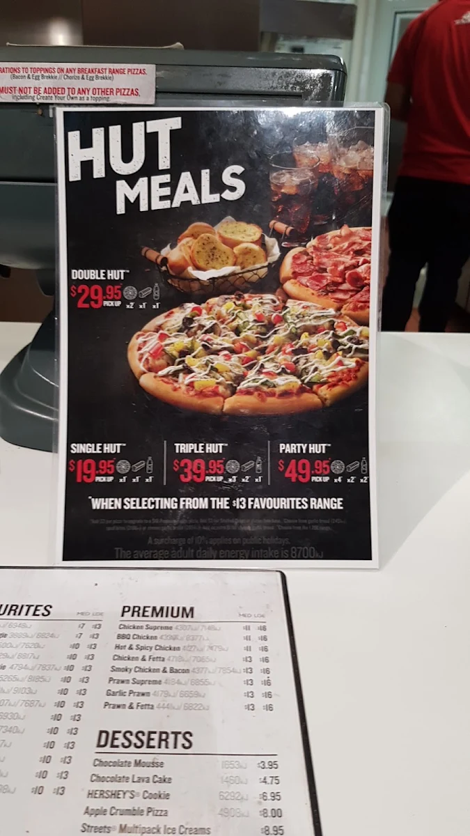 Menu, Pizza Hut Hornsby