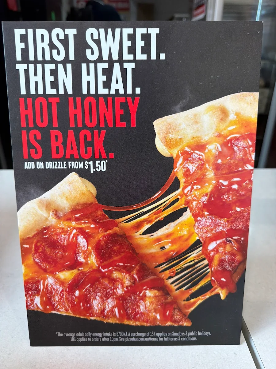 Menu, Pizza Hut Hornsby