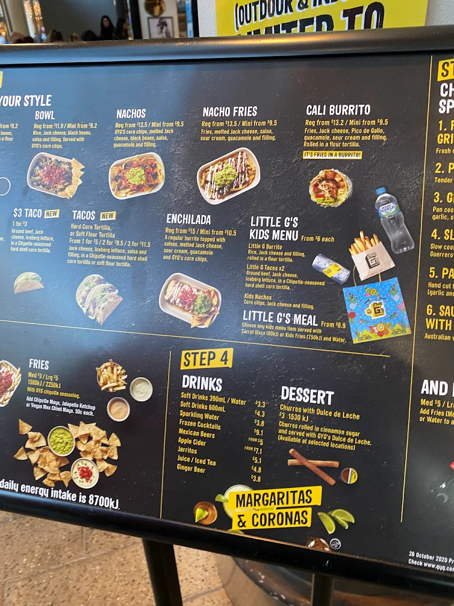 Menu, Guzman y Gomez - MacArthur Square