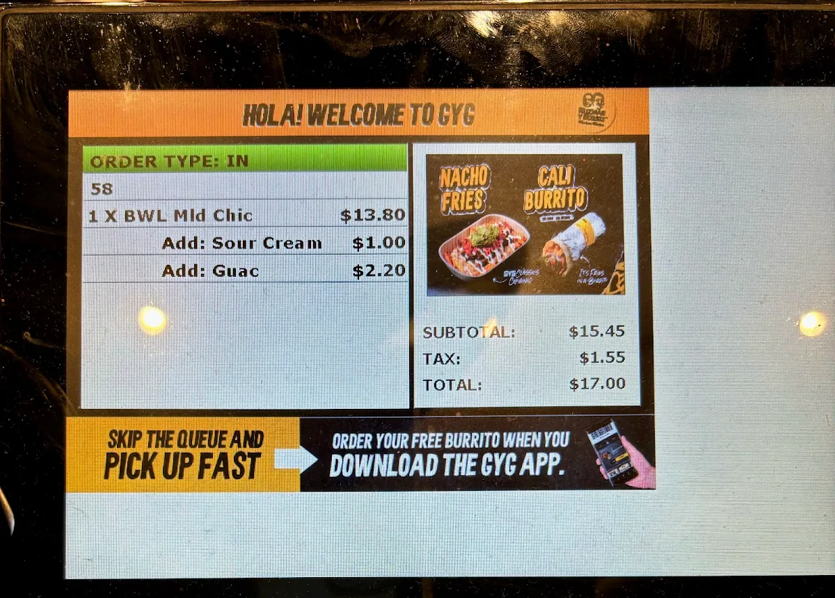 Menu, Guzman y Gomez - MacArthur Square