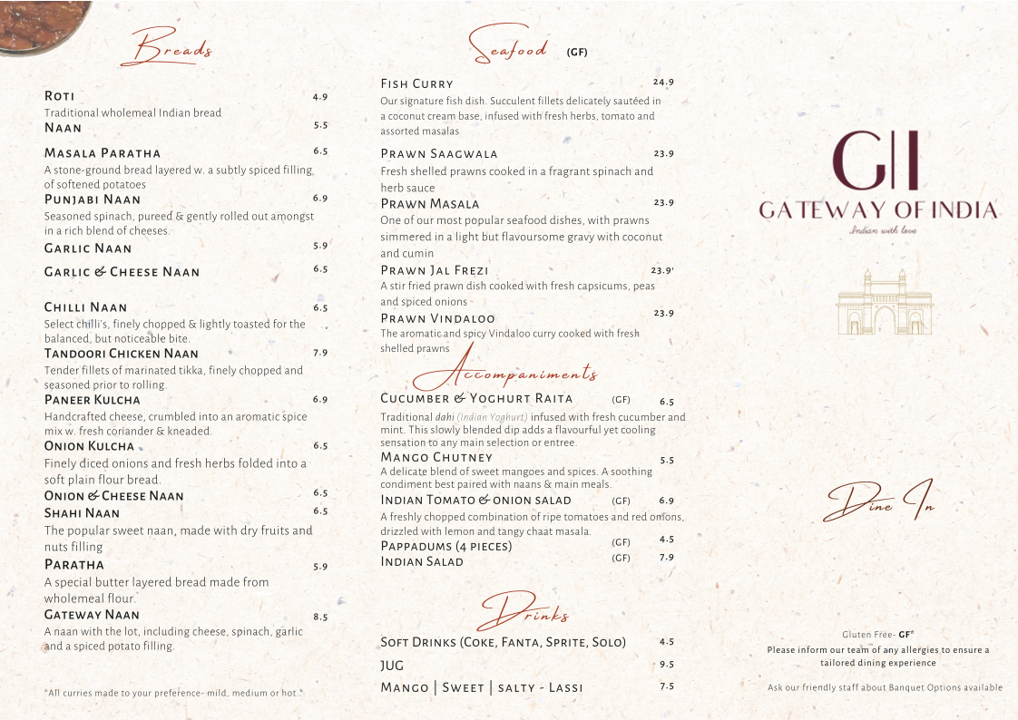 Menu, Gateway Of India