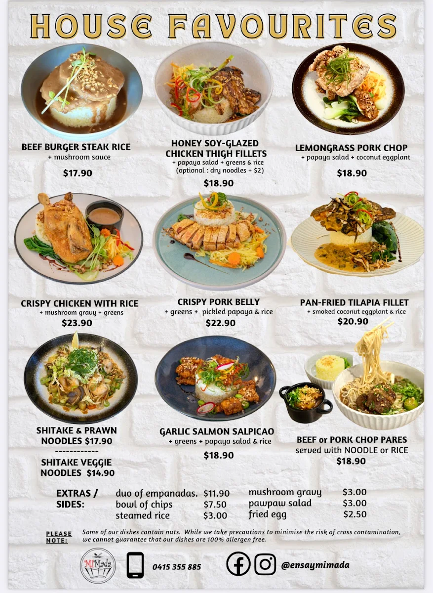 Menu, The MiMada Shop