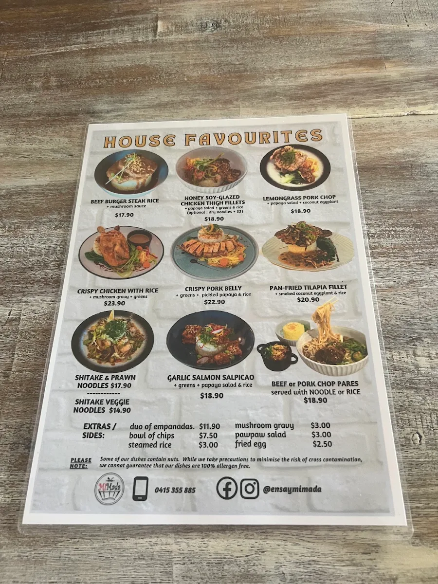 Menu, The MiMada Shop