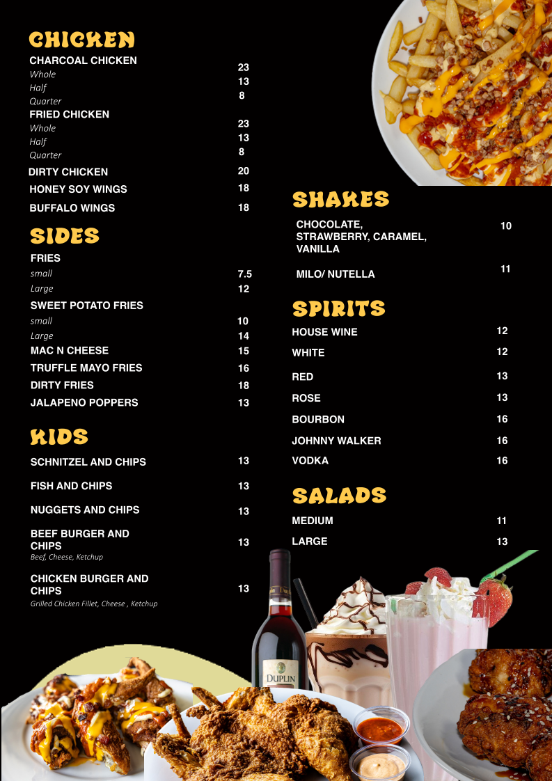 Menu, Nash - Big Brother Burgers