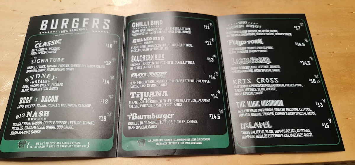 Menu, Nash - Big Brother Burgers