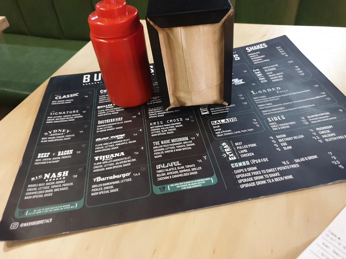 Menu, Nash - Big Brother Burgers