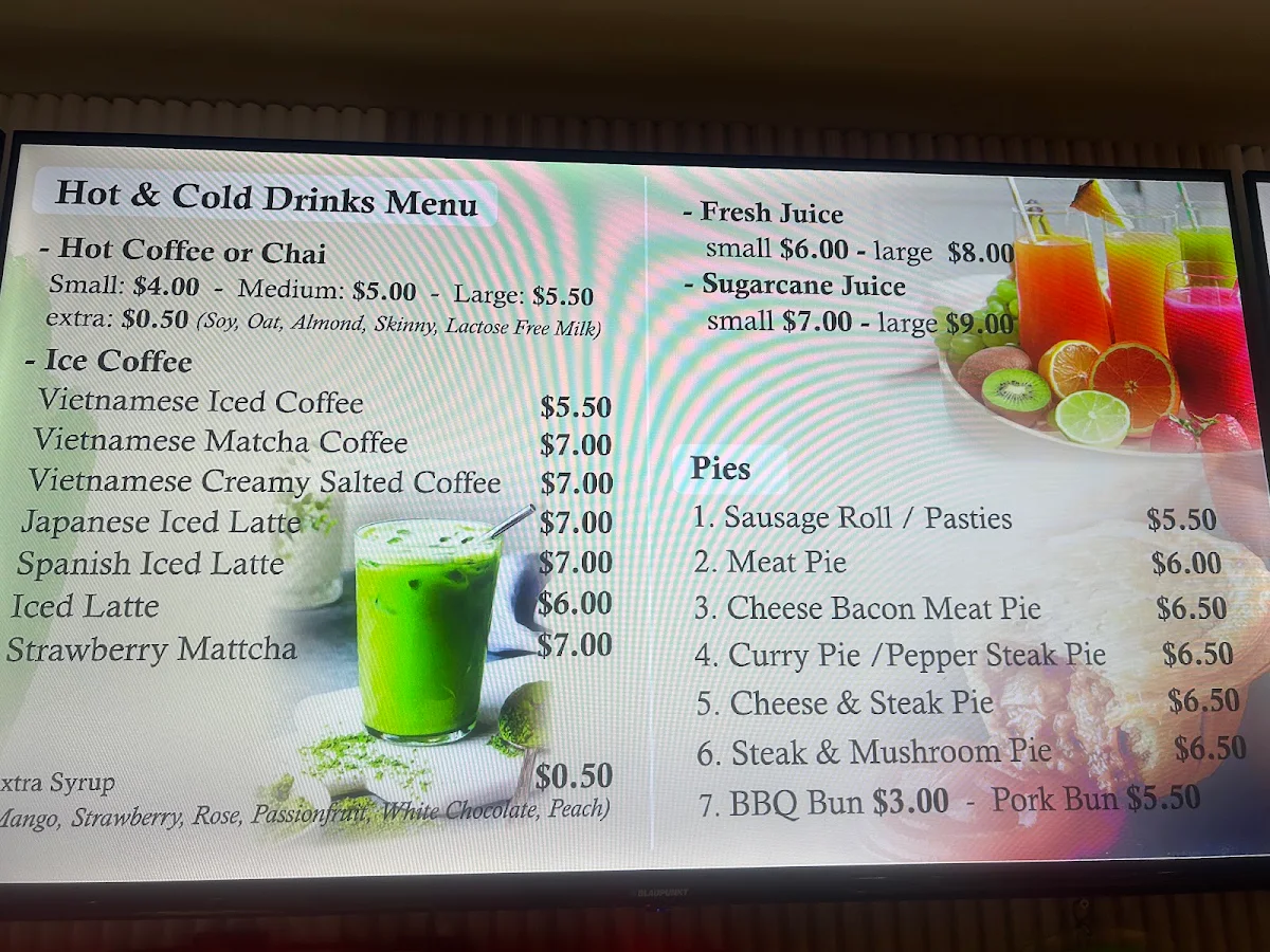 Menu, Braybrook Bakehouse