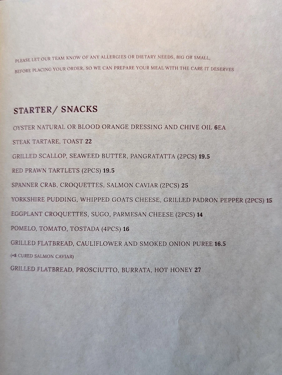 Menu, Common Cuts | Dining and Bar