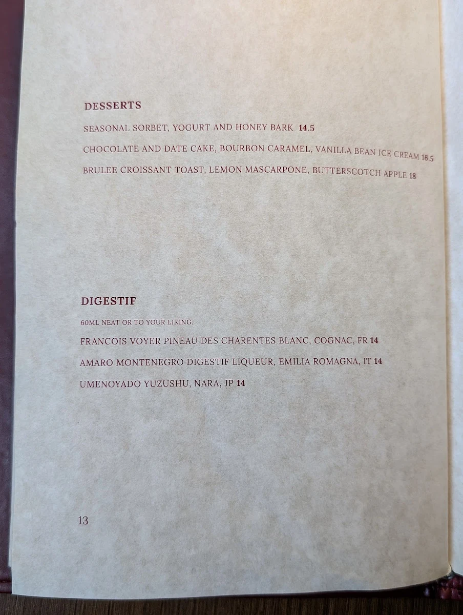 Menu, Common Cuts | Dining and Bar