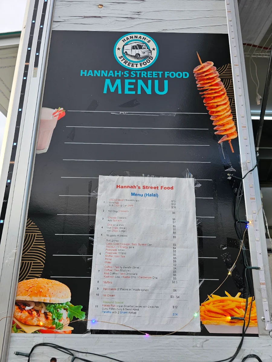 Menu, Hannah's Street Food