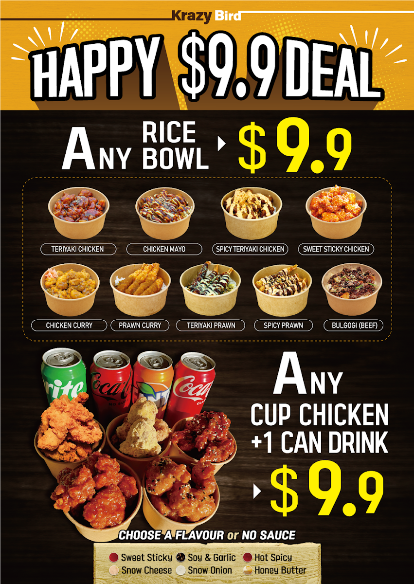Menu, Krazy Bird World Square