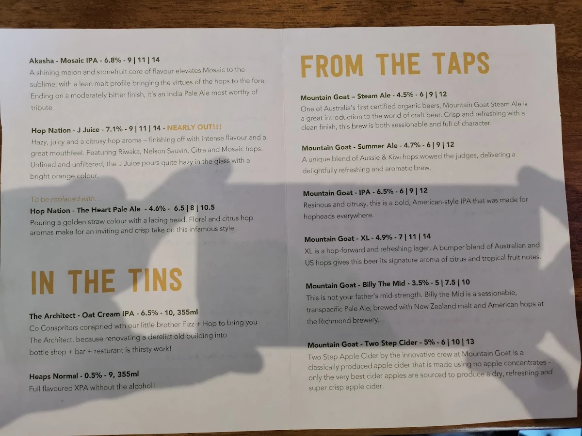 Menu, Holmes Hall