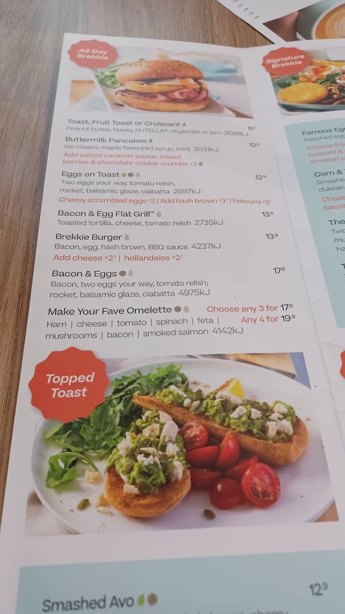 Menu, The Coffee Club - Carousel