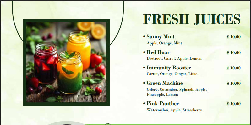 Menu, Provisions Cafe