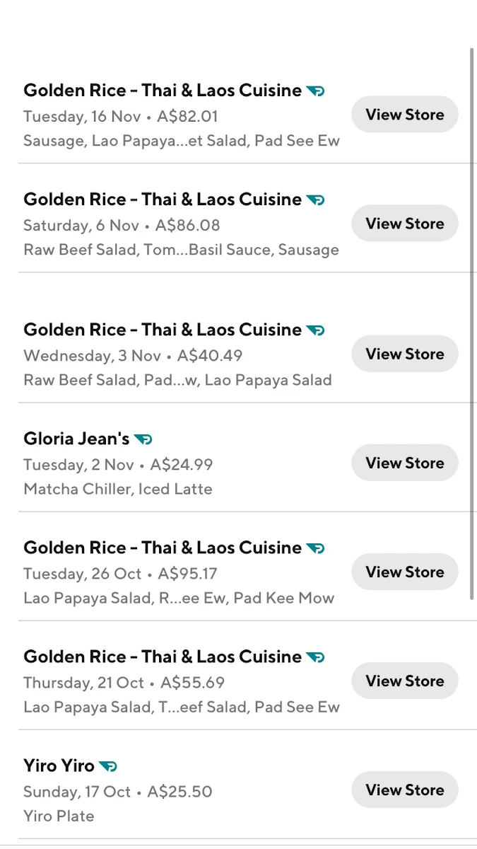 Menu, Golden Rice Thai & Laos Cuisine