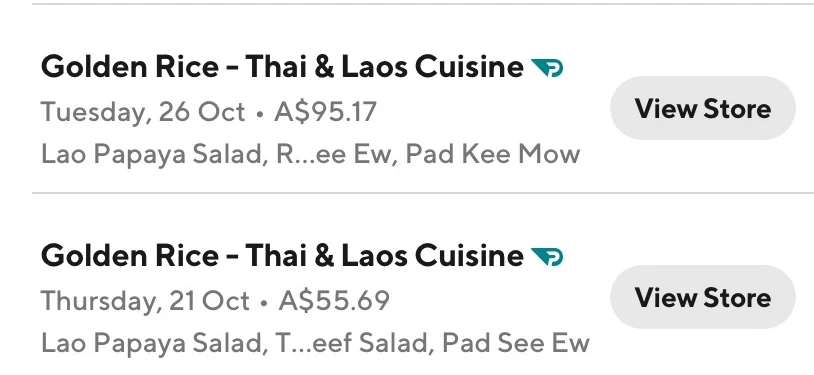 Menu, Golden Rice Thai & Laos Cuisine