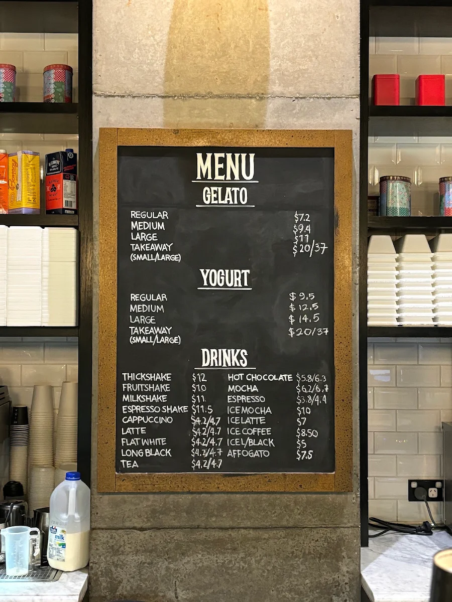 Menu, Anita Gelato Central Park