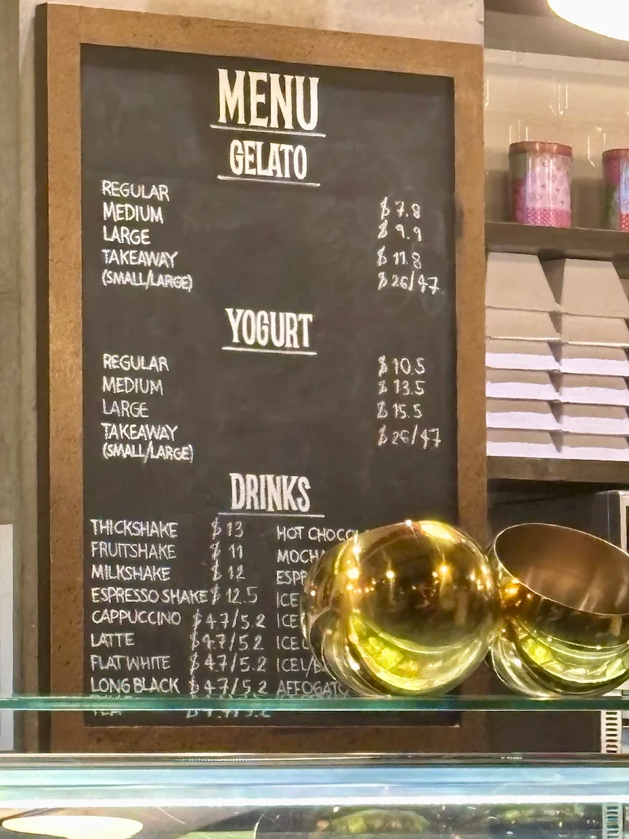 Menu, Anita Gelato Central Park