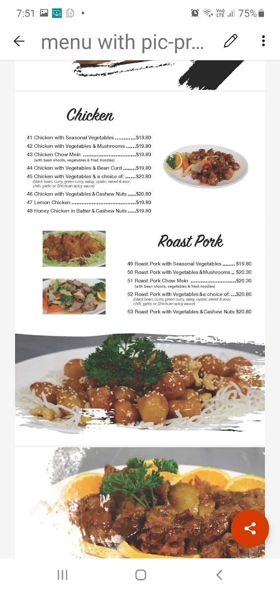 Menu, Chui Yuan