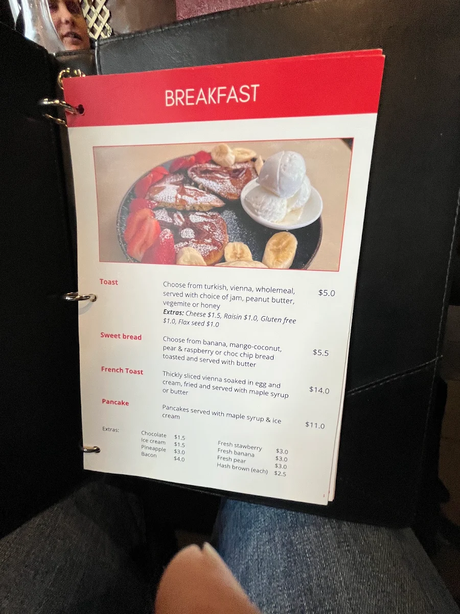 Menu, Cooks Cafe