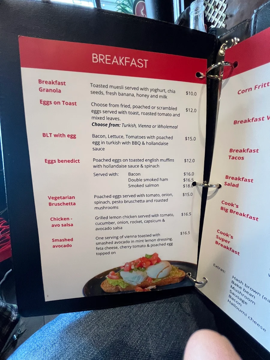 Menu, Cooks Cafe