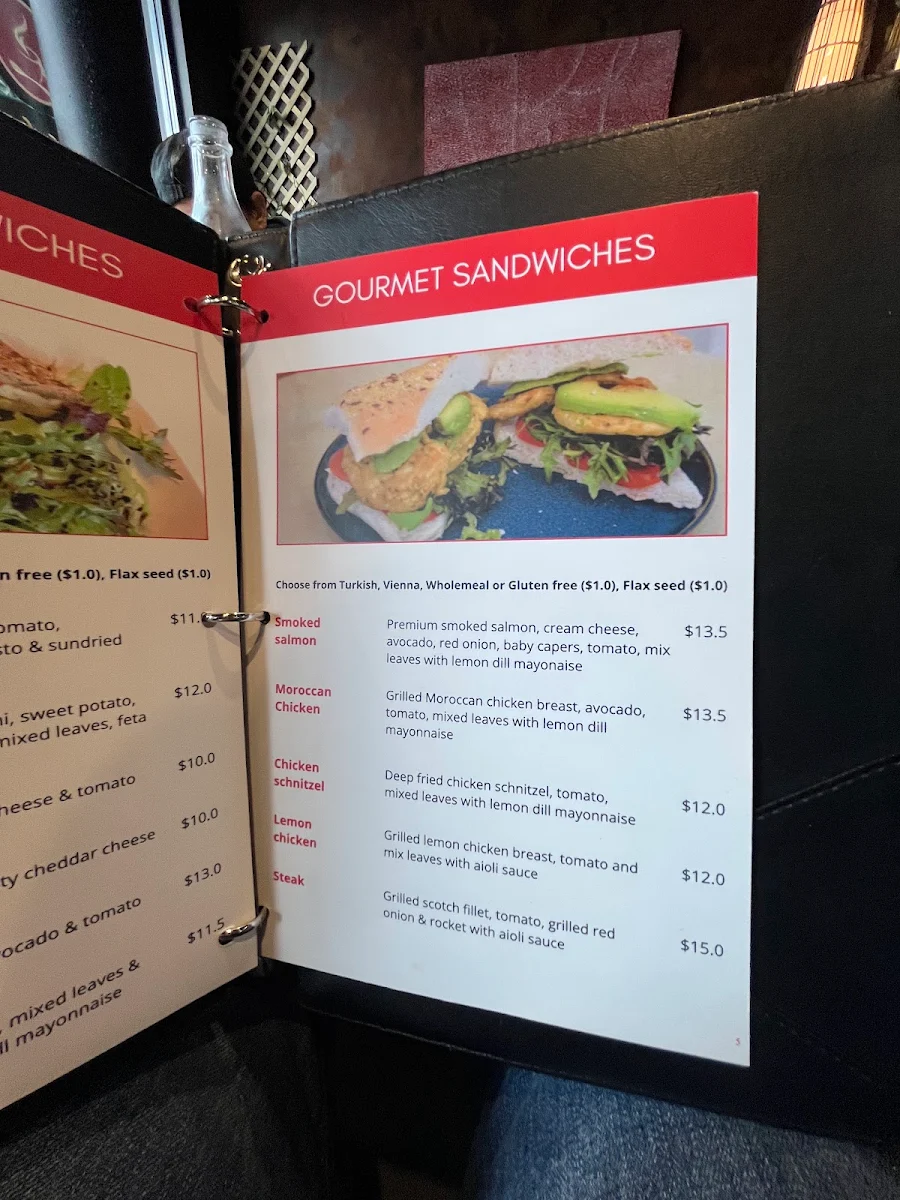 Menu, Cooks Cafe