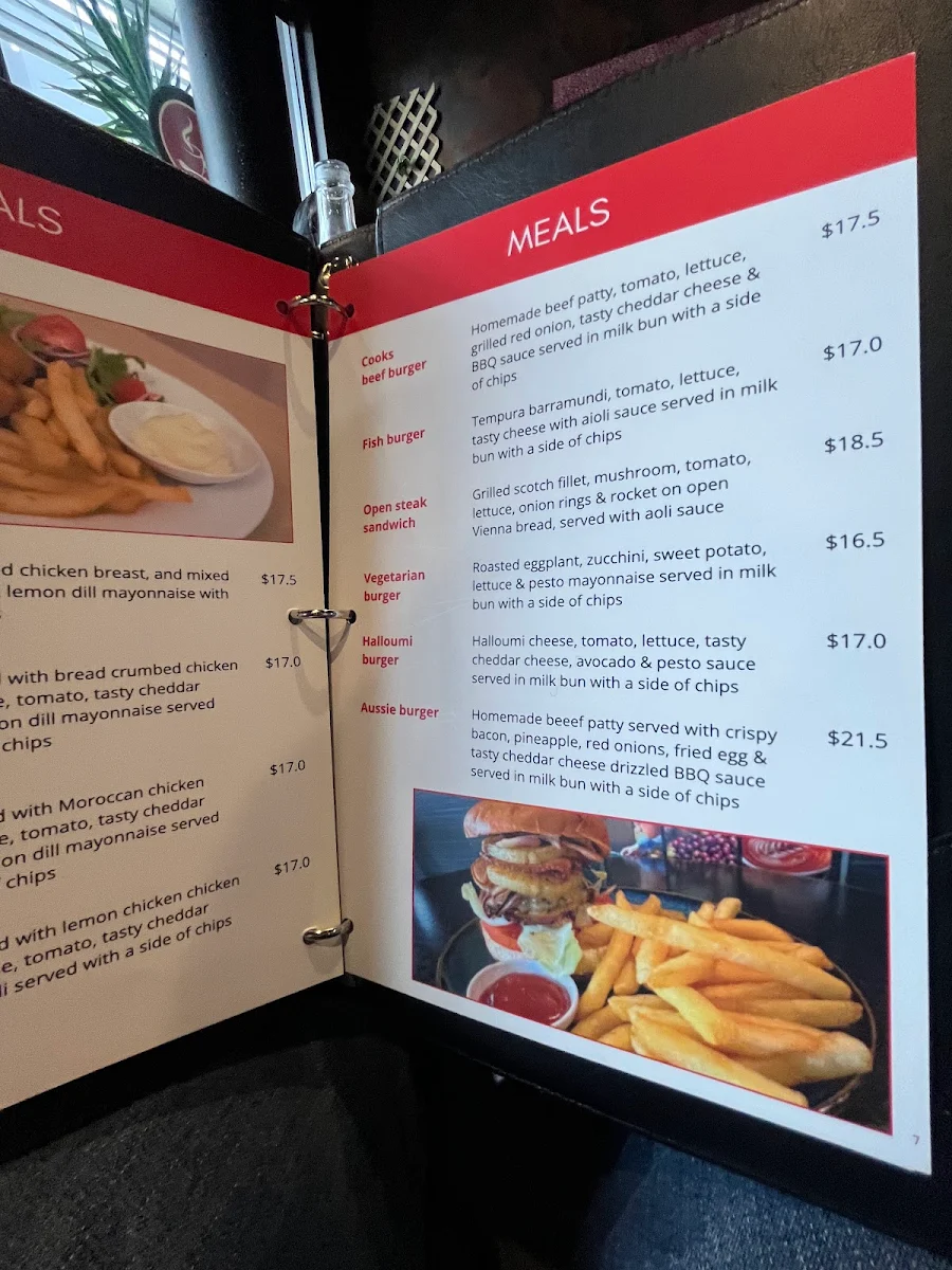 Menu, Cooks Cafe