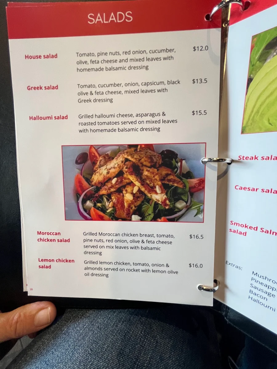 Menu, Cooks Cafe