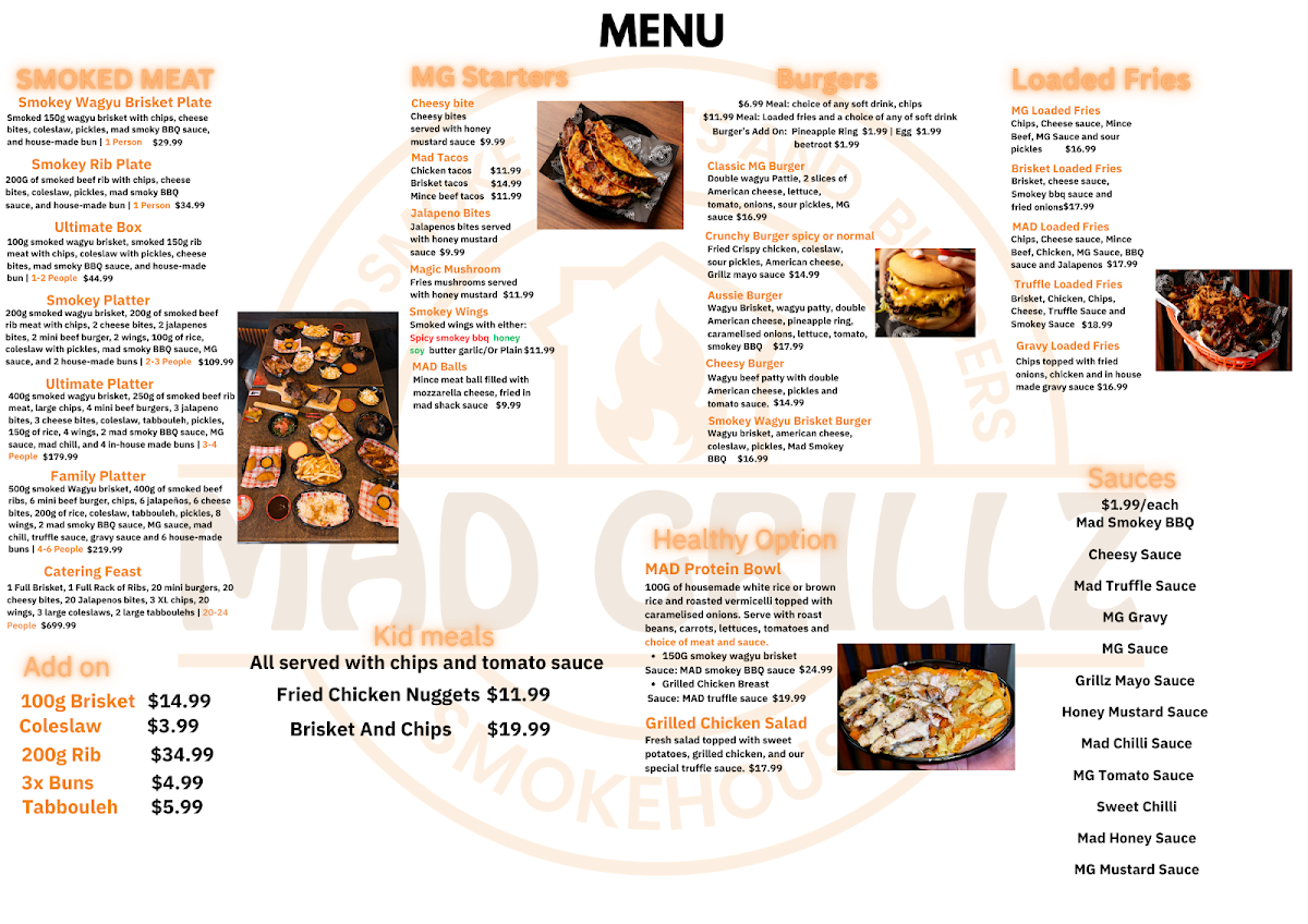 Menu, MAD GRILLZ SMOKEHOUSE