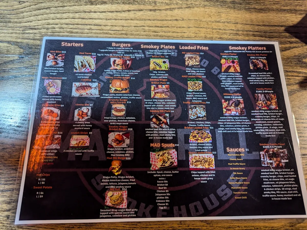 Menu, MAD GRILLZ SMOKEHOUSE