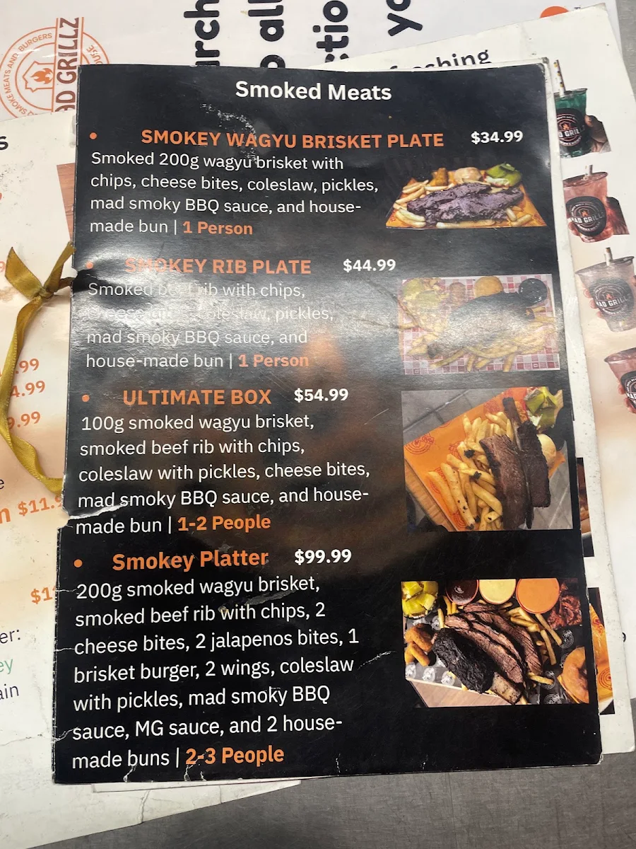 Menu, MAD GRILLZ SMOKEHOUSE