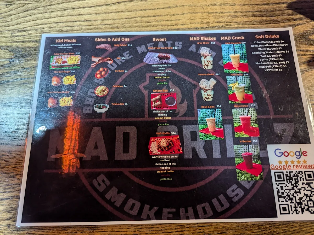 Menu, MAD GRILLZ SMOKEHOUSE