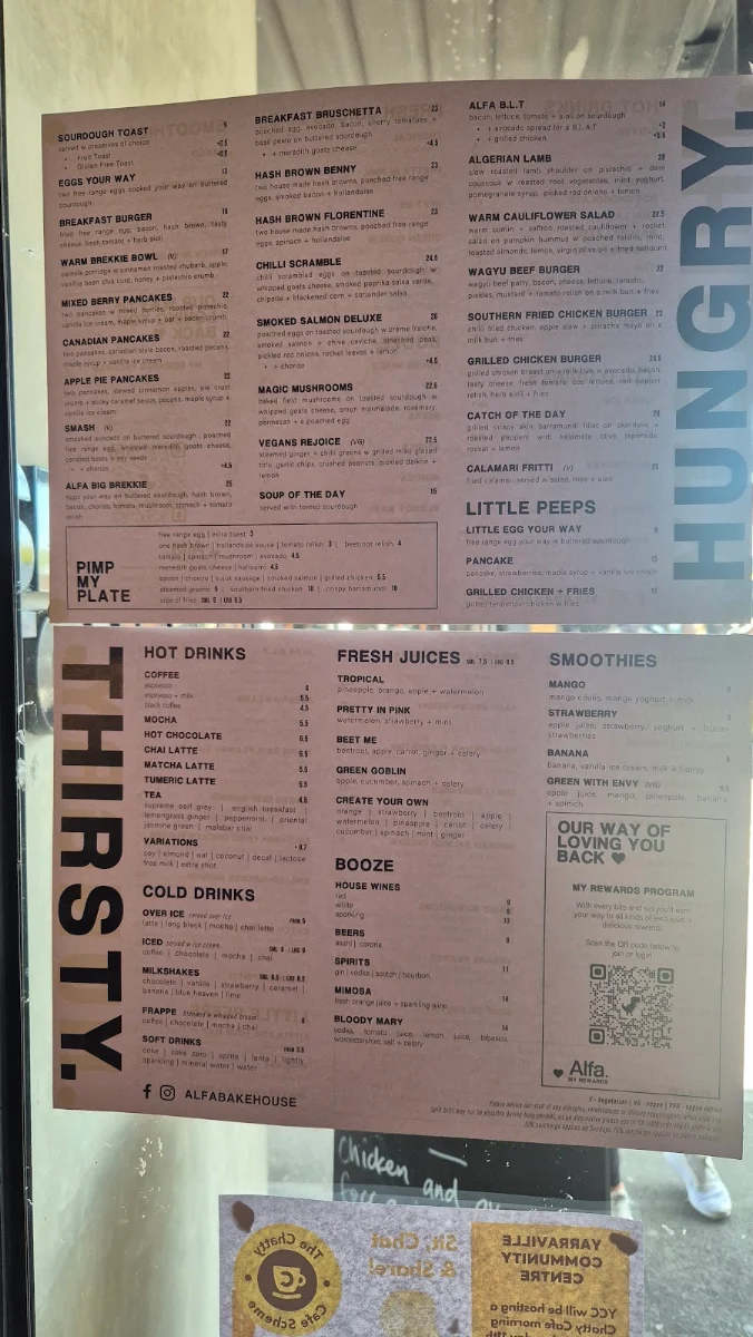 Menu, Alfa. Seddon