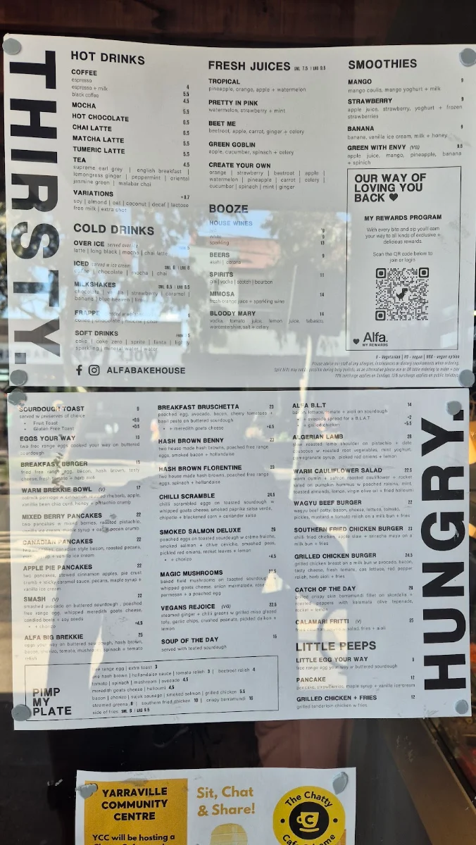 Menu, Alfa. Seddon