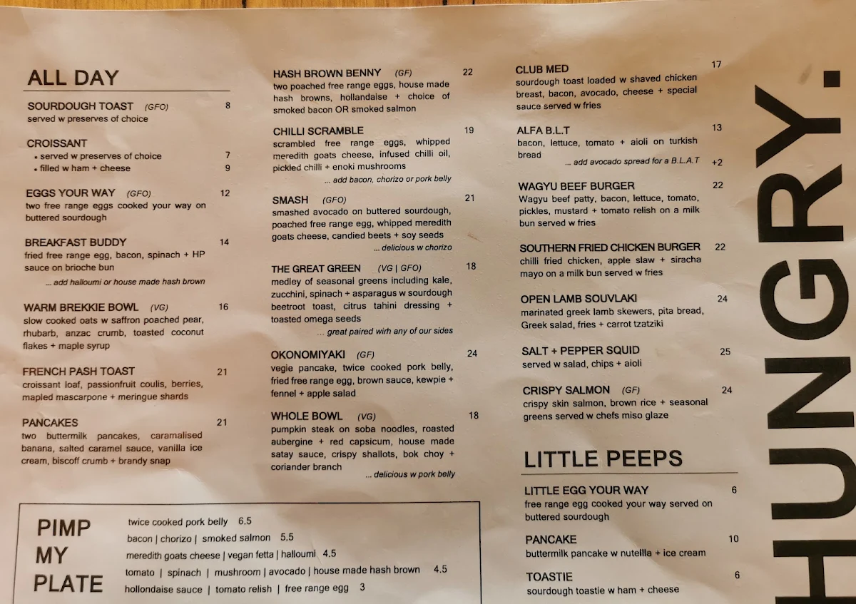 Menu, Alfa. Seddon