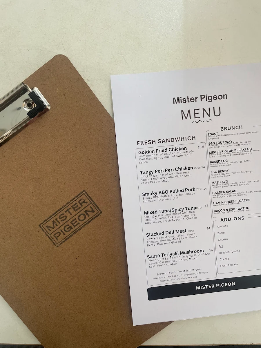 Menu, Mister Pigeon
