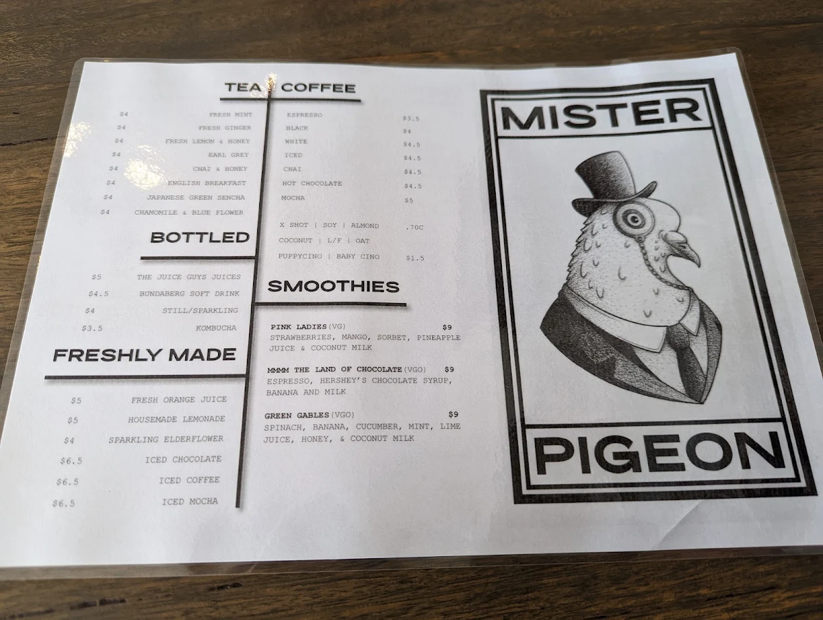 Menu, Mister Pigeon
