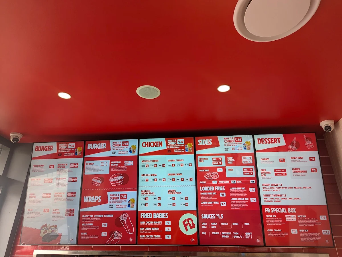 Menu, Fried Brothers Blacktown